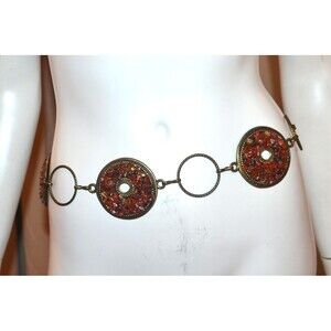 Vintage Metal Steampunk Victorian Gypsy Renaissance Swing Chain Stones